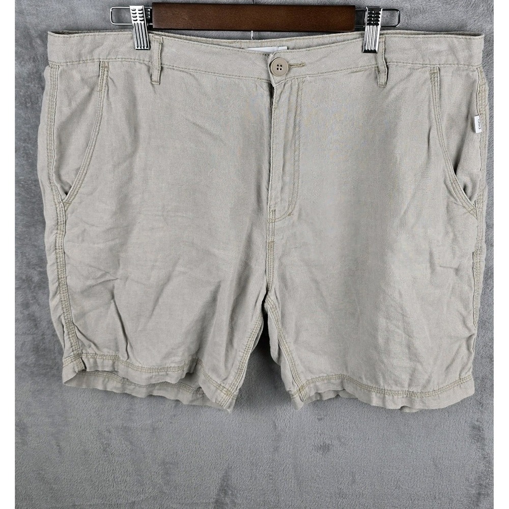 Onia Mens 100% Linen Shorts Beige Tan Flat Front Size 38 S20001BG-03
